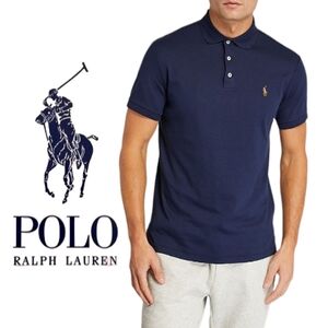 POLO RALPH LAUREN Pima Cotton Custom-Fit Polo Shirt in French Navy XXL